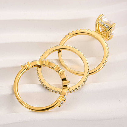 Jaily 3-piece Wedding Band Set | Gold
