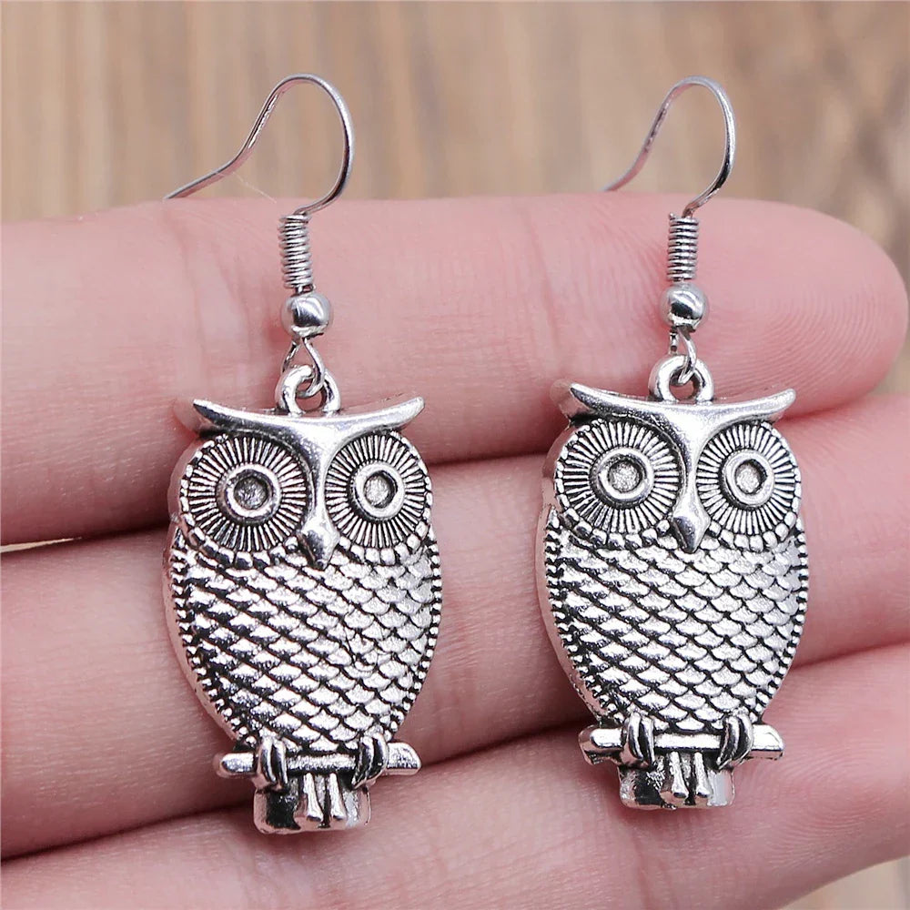 Vintage Boho Owl Tomettes Earrings