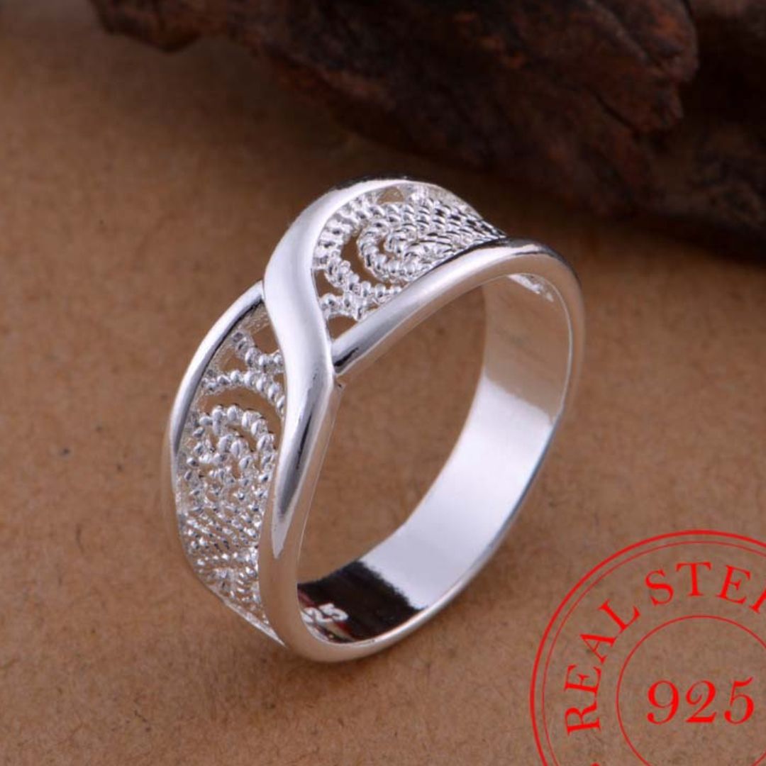 925 silver infinity engraved ring
