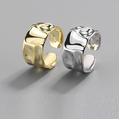 Asymmetrical wide 925 silver ring