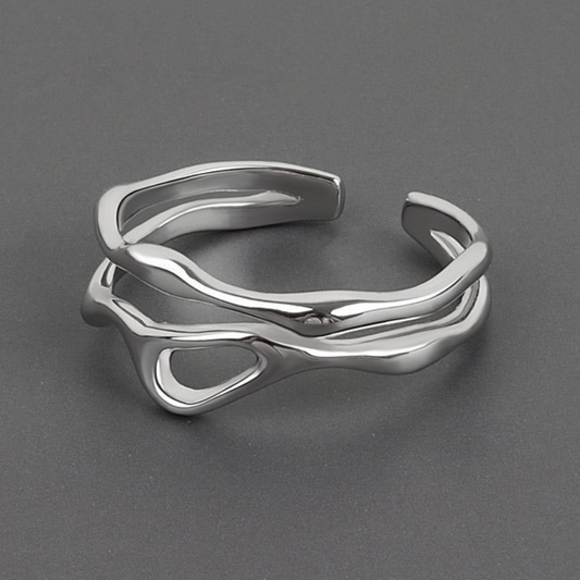 Adjustable 925 silver tree branch ring