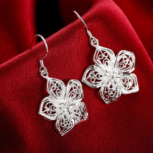 925 silver flower-shaped earrings