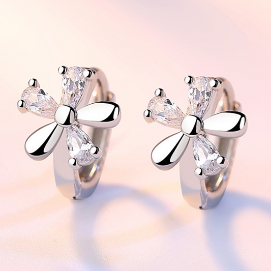 925 silver hoops with silver-plated zircons