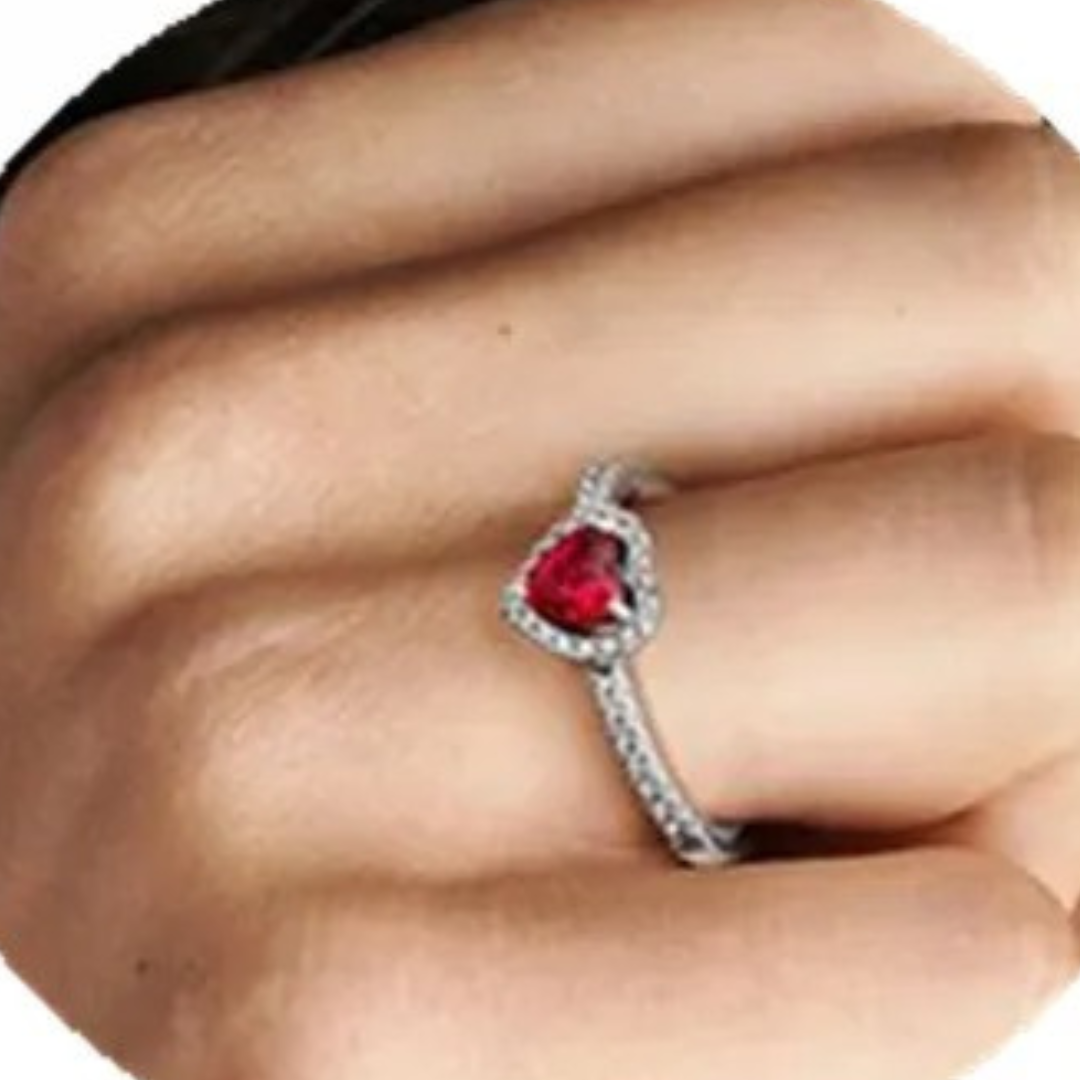 925 silver ruby heart ring