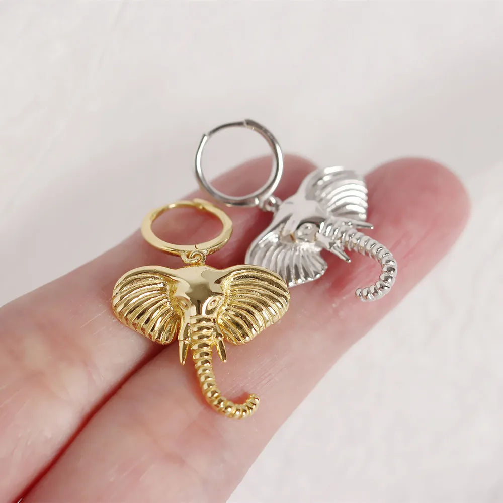 Elephant Charm Circle Earrings