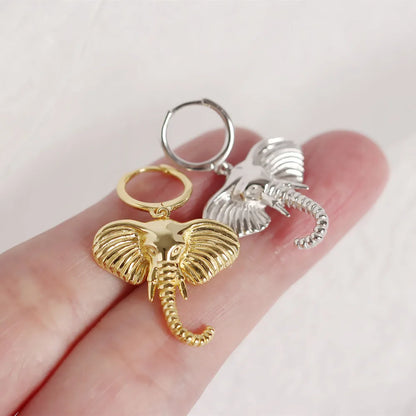Elephant Charm Circle Earrings