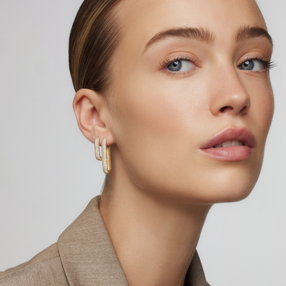 Icon Pavé Circle Earrings | Gold