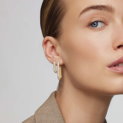 Icon Pavé Circle Earrings | Gold