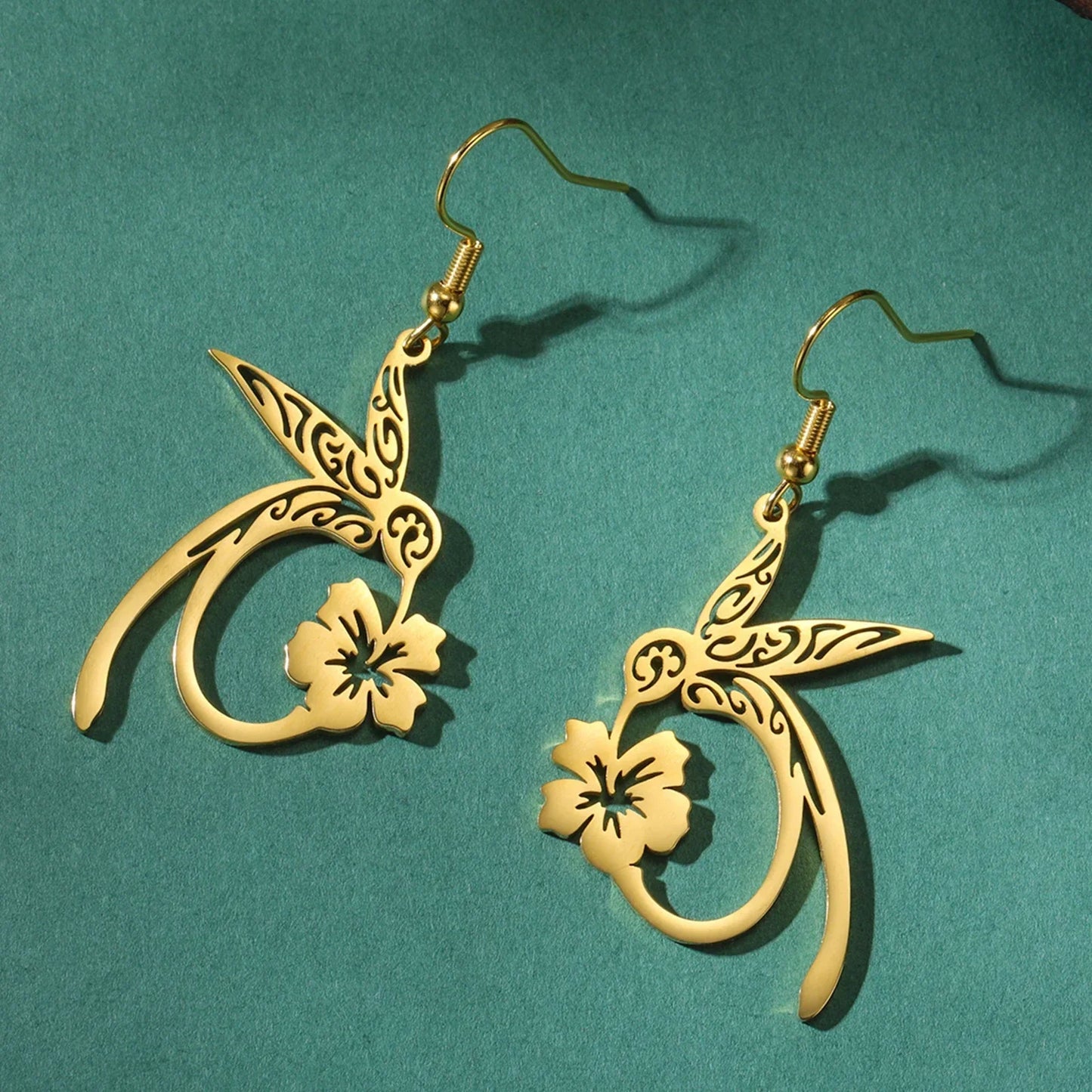 Stainless Steel Hummingbird Spirit Earrings