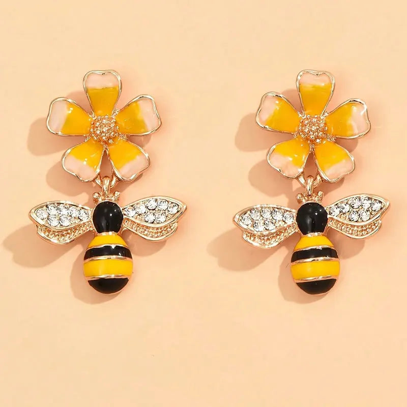 Bee and Sunflower Tomettes Earrings