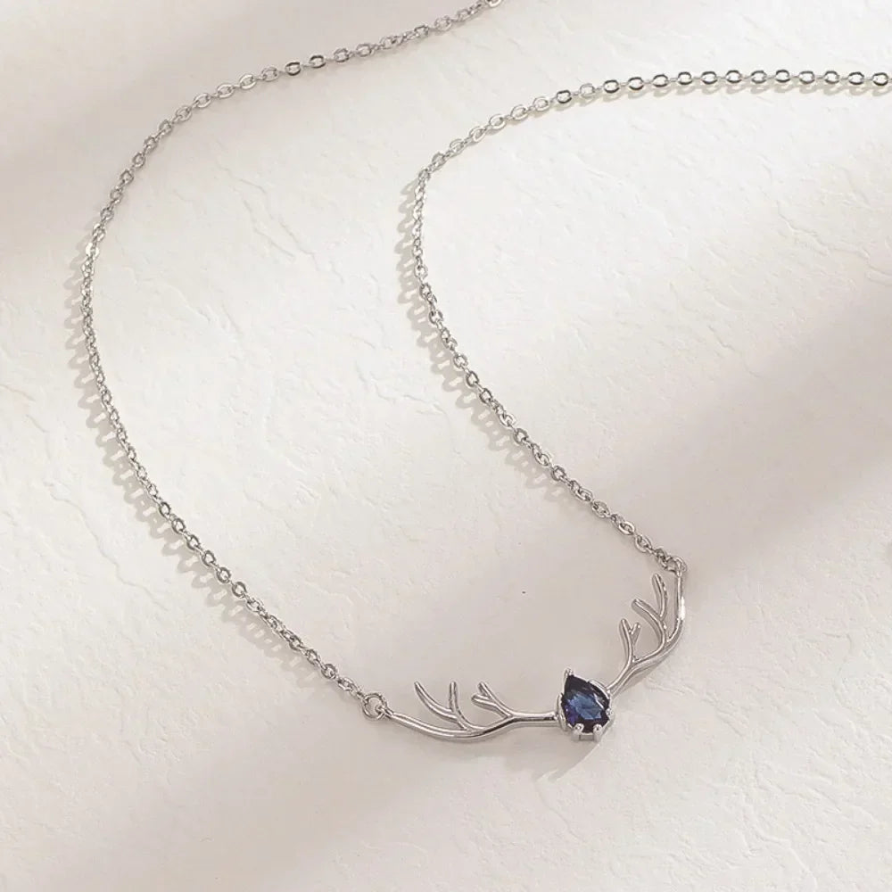 Antler Necklace with Delicate Heart Charm