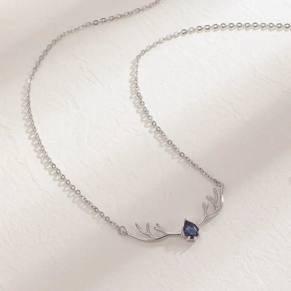 Antler Necklace with Delicate Heart Charm