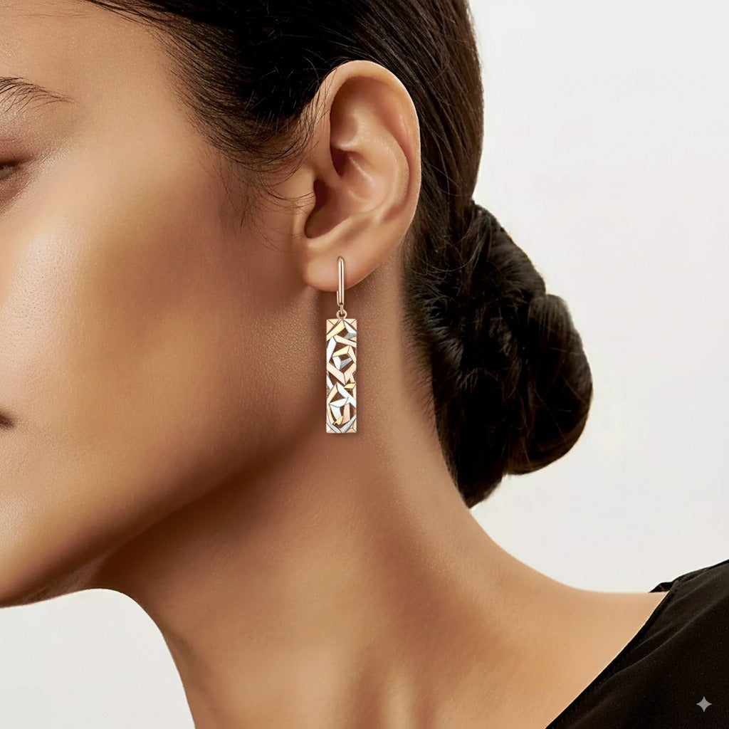 18-carat rose gold-plated long earrings with engravings