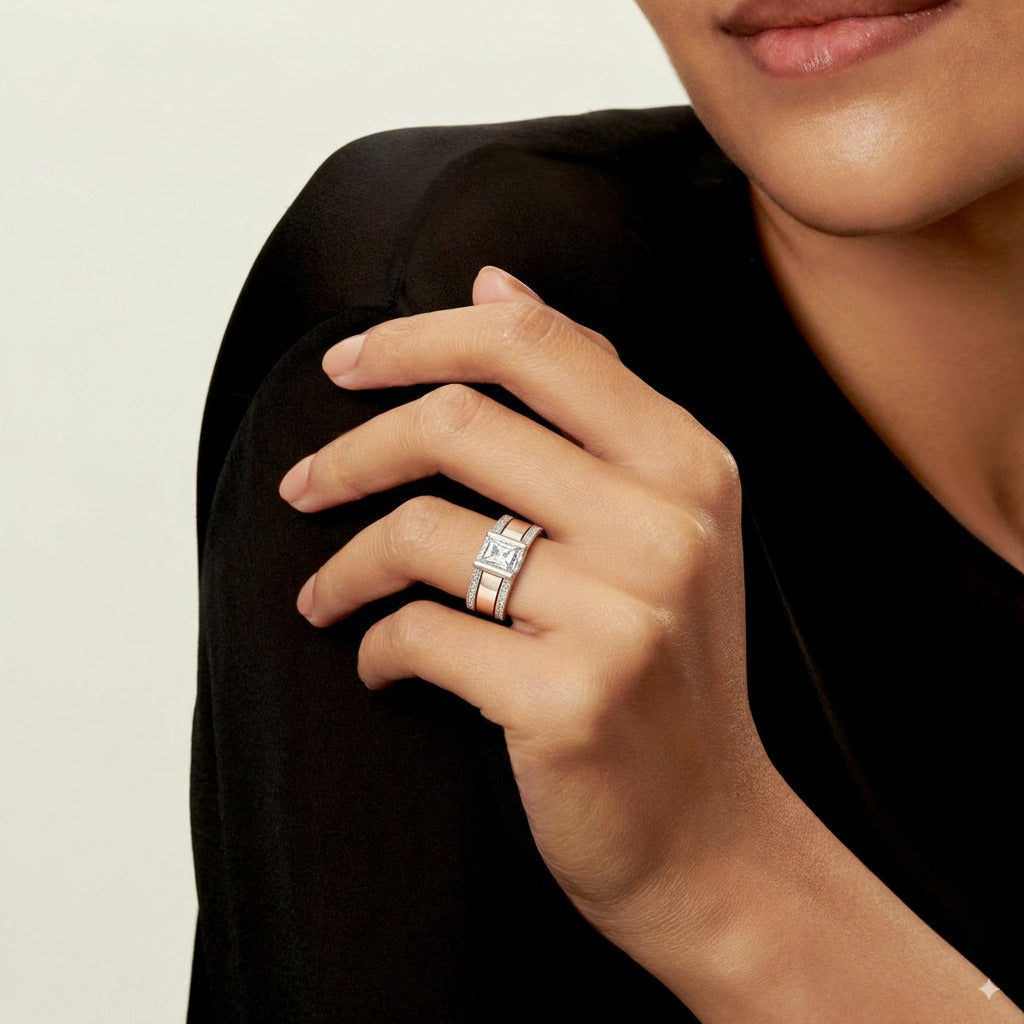 Vintage silver crystal ring