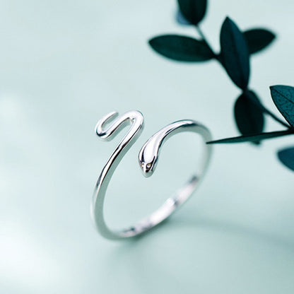 Adjustable 925 silver serpent ring