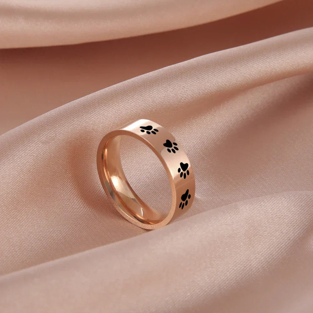 Handmade Paw Print Ring in Stainless Steel