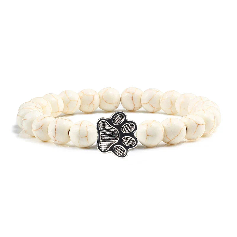 Paw Bead Bracelet – Natural Stone Design