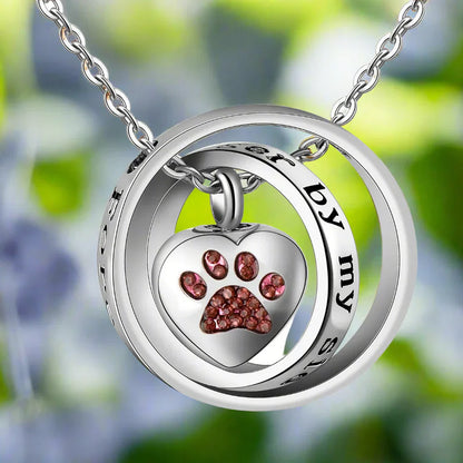 'No Longer by My Side, Always in My Heart' – Stainless Steel Paw Urn Pendant Necklace
