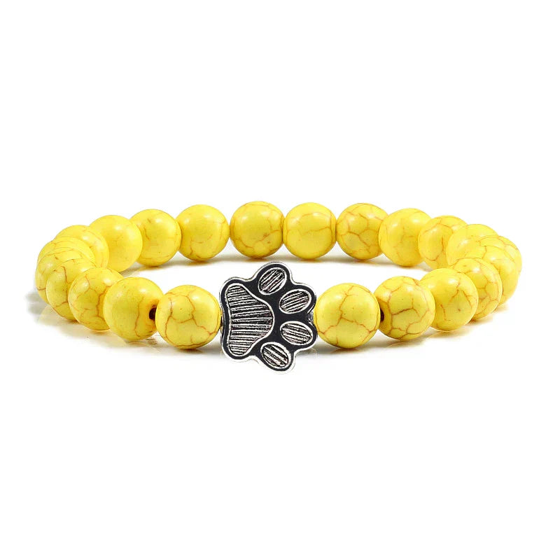 Paw Bead Bracelet – Natural Stone Design