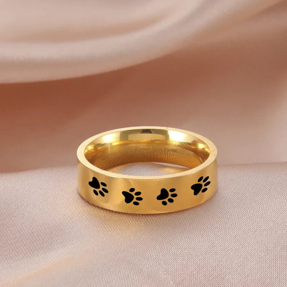 Handmade Paw Print Ring in Stainless Steel
