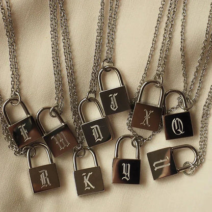 18-carat gold-plated original initial necklace with padlock