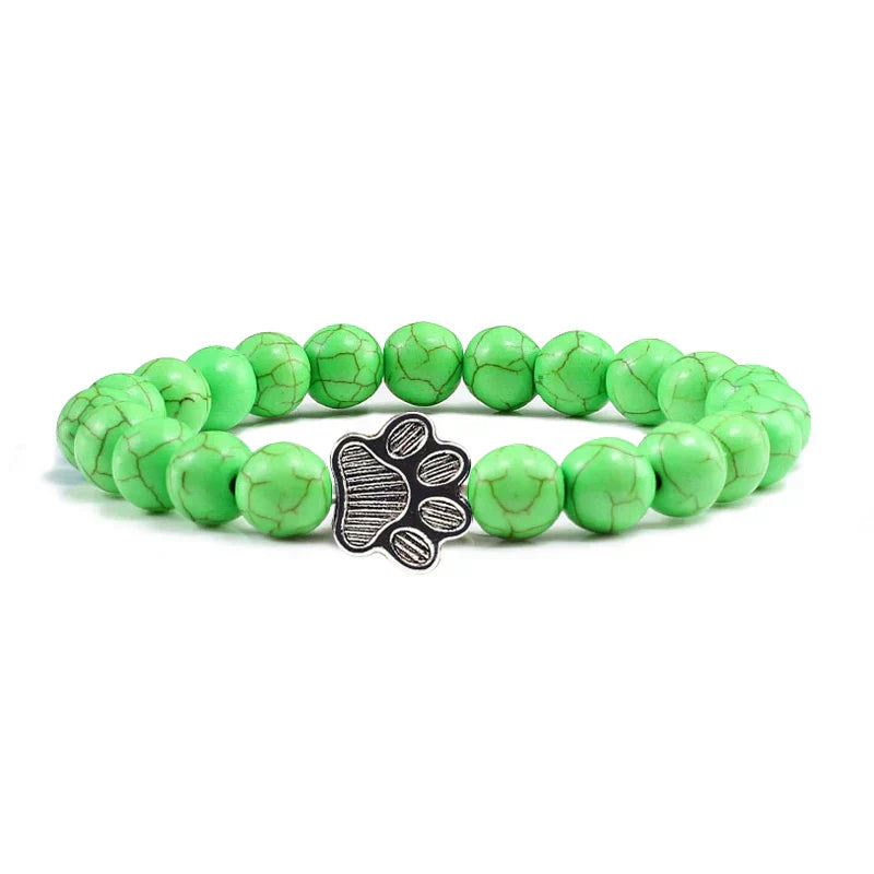 Paw Bead Bracelet – Natural Stone Design