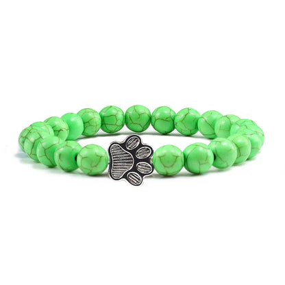 Paw Bead Bracelet – Natural Stone Design