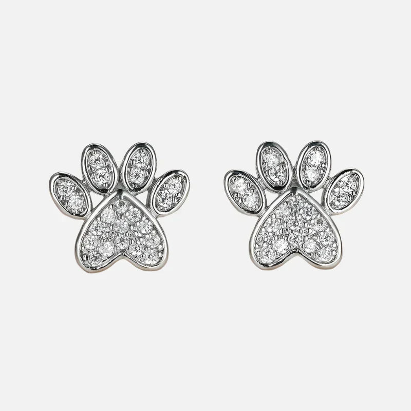 Fine White Zirconia Paws – Heart Design