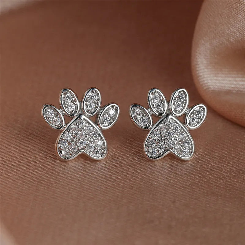 Fine White Zirconia Paws – Heart Design