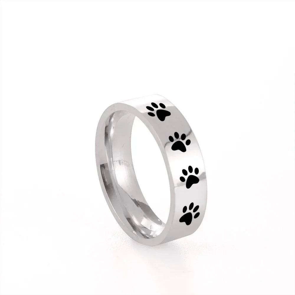 Handmade Paw Print Ring in Stainless Steel