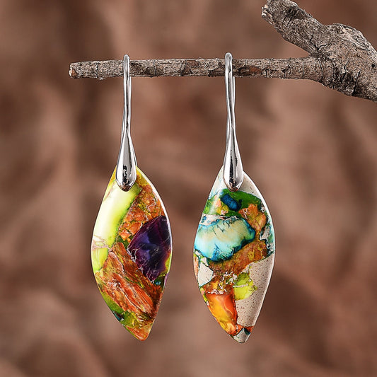 Handmade earrings with intense natural stones, handmade realism