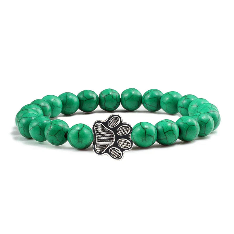 Paw Bead Bracelet – Natural Stone Design