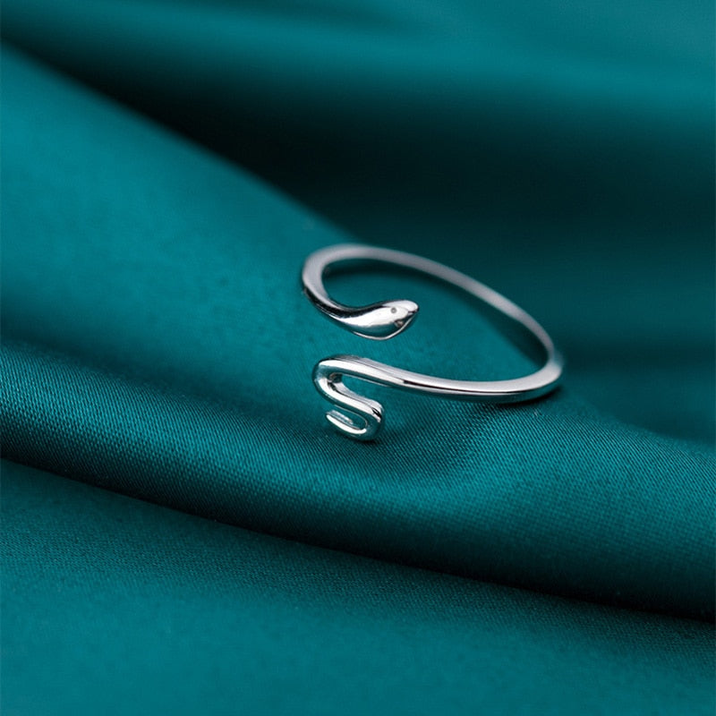 Adjustable 925 silver serpent ring