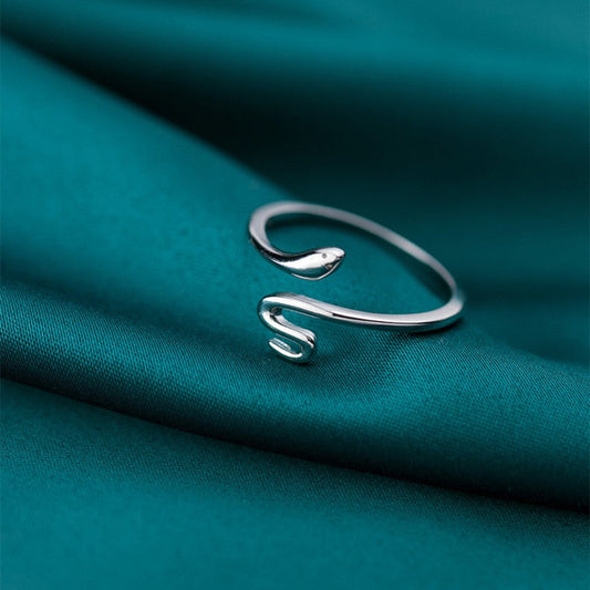 Adjustable 925 silver serpent ring