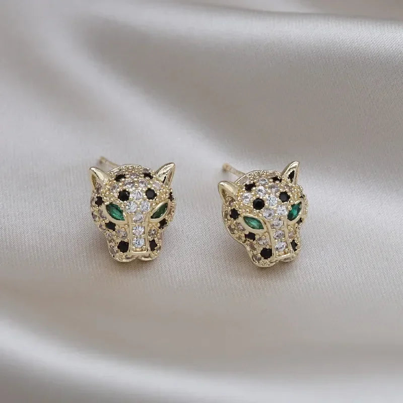 Colorful Crystal Leopard Tomettes Earrings
