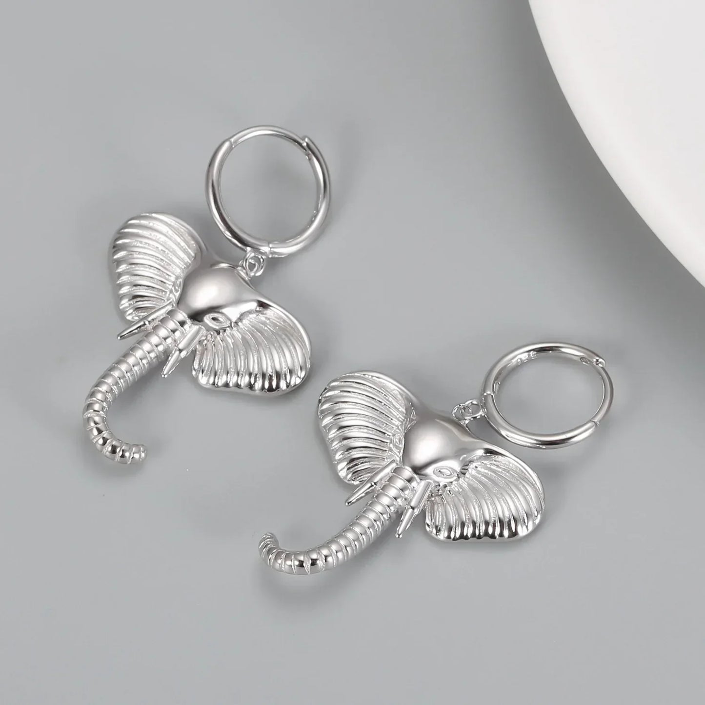Elephant Charm Circle Earrings