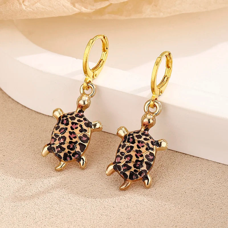 Huggie Sea Turtle Charm Ocean Earrings