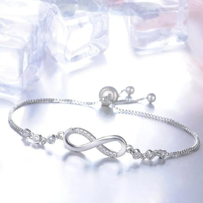 Adjustable silver infinity bracelet