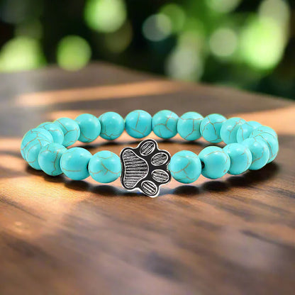 Paw Bead Bracelet – Natural Stone Design