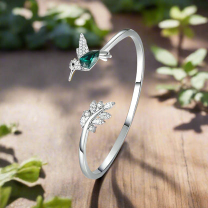 Adjustable Hummingbird Ring with Diamond Rhinestone