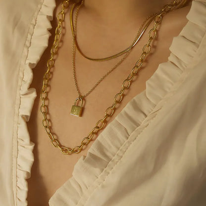 18-carat gold-plated original initial necklace with padlock