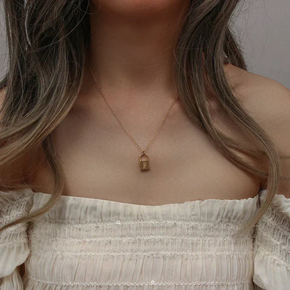 18-carat gold-plated original initial necklace with padlock
