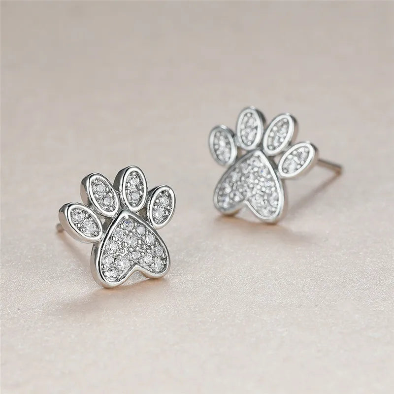 Fine White Zirconia Paws – Heart Design