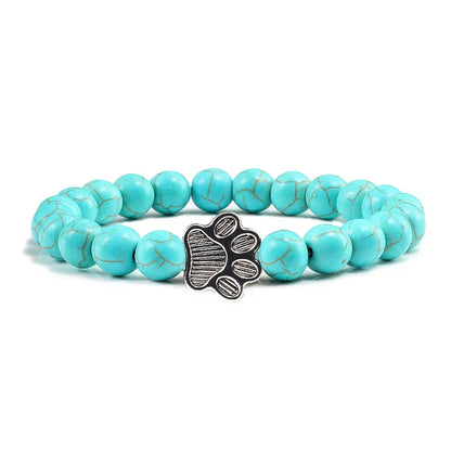 Paw Bead Bracelet – Natural Stone Design