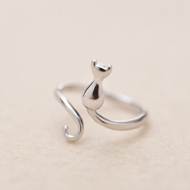 925 silver cat-shaped ring - Adjustable size