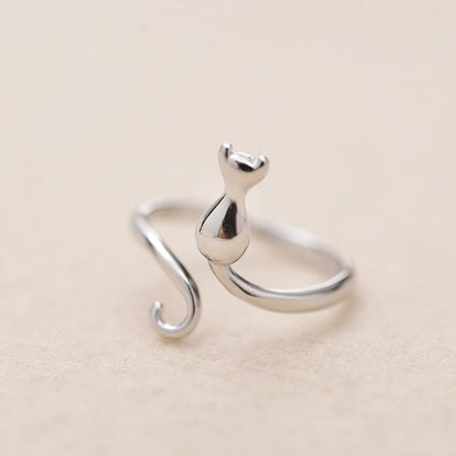 925 silver cat-shaped ring - Adjustable size