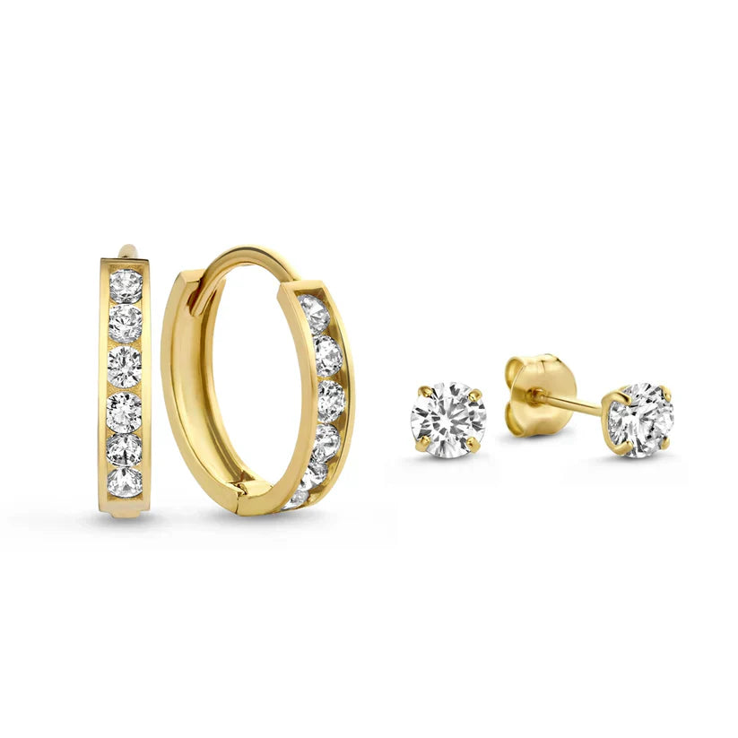 Dara Brillane Stone Earring Set | White Gold
