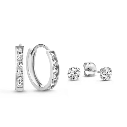 Dara Brillane Stone Earring Set | White Gold
