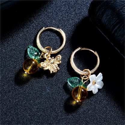 Orange Blossom Bee Circle Earrings