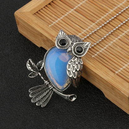 Owl Wisdom Crystal Pendant Necklace